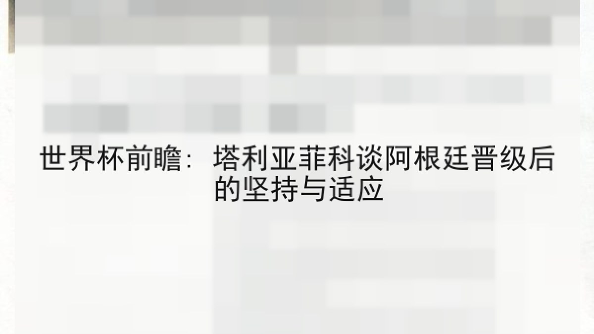 世界杯前瞻: 塔利亚菲科谈阿根廷晋级后的坚持与适应